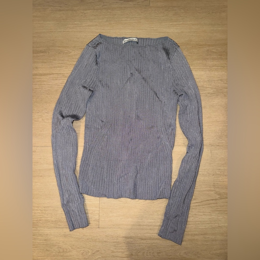 Abercrombie & Fitch Ribbed Crew Neck Sweater - Gray